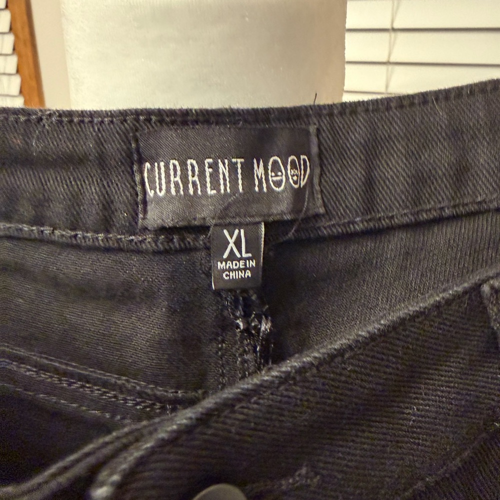 Dolls Kill Current Mood Black and Plaid Patchwork Jeans. New w/tags - Picture 2 of 7